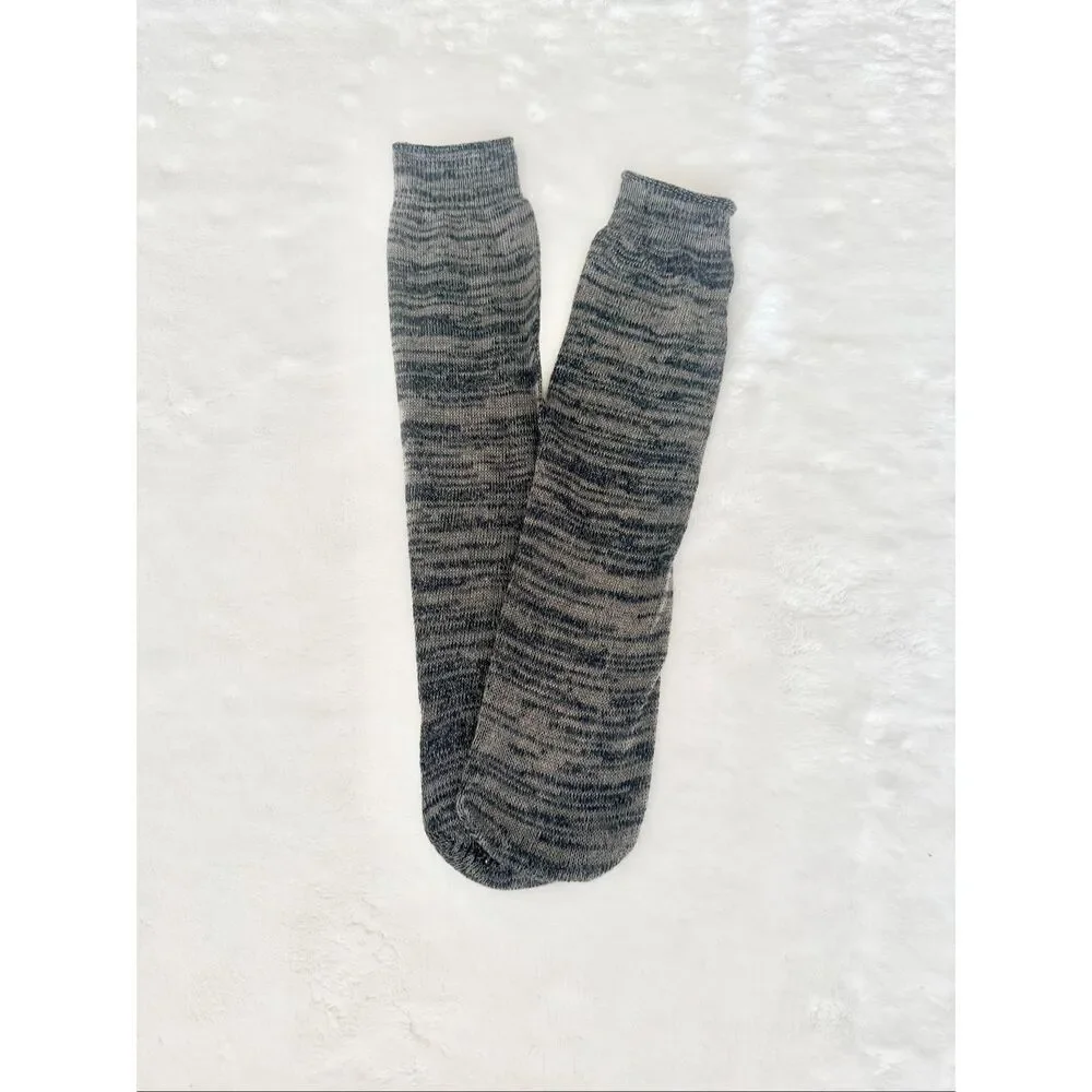 Gray Marled Crew Socks Cozy Knit Everyday Unisex One Size
